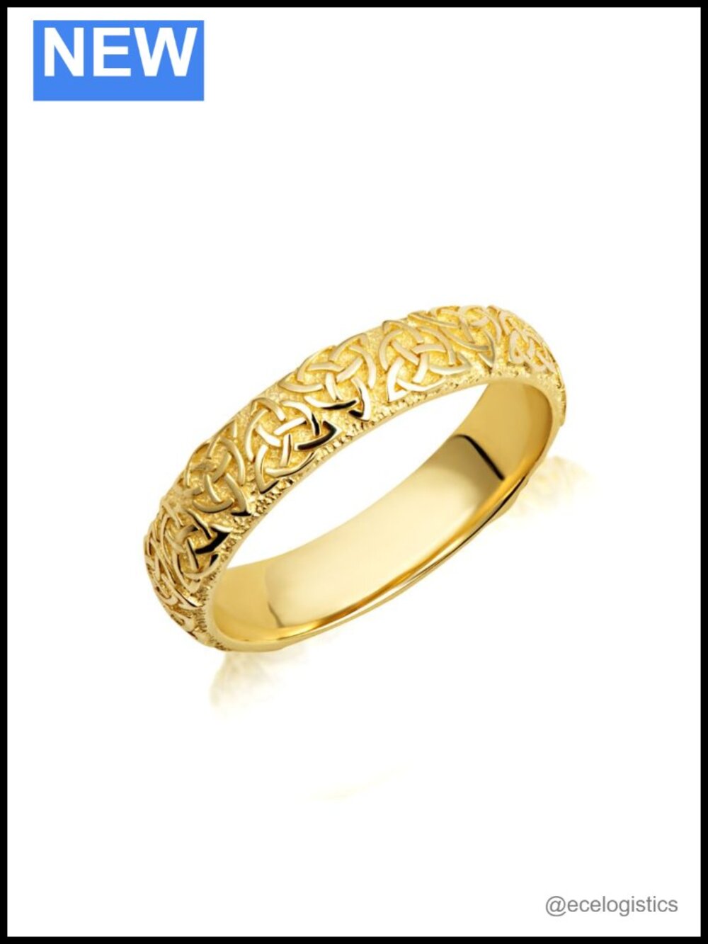 10K Gold Celtic Trinity Knot Eternity Wedding Band Unisex 4.3mm